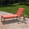 Christopher Knight Home Perla Outdoor Chaise Lounge with Water Resistant Cushion, Teak Finish / Orange