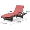 Christopher Knight Home Salem Outdoor Wicker Adjustable Chaise Lounge with Arms, with Cushion, Multibrown / Red