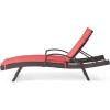 Christopher Knight Home Salem Outdoor Wicker Adjustable Chaise Lounge with Arms, with Cushion, Multibrown / Red
