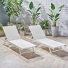 Christopher Knight Home Salton Outdoor Aluminum and Mesh Chaise Lounge Set, 2-Pcs Set, White / White