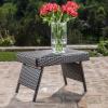 Christopher Knight Home Thira Outdoor Wicker End Table with Aluminum Frame, Mix Mocha