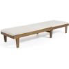 Christopher Knight Home Warner Outdoor Acacia Wood 3 Piece Chaise Lounge Set, Teak Finish, Cream(Cream)