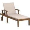 Great Deal Furniture Daisy Outdoor Teak Finish Chaise Lounge with Green Water Resistant Cushion (Set of 4),303882(Teak)