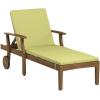 Great Deal Furniture Daisy Outdoor Teak Finish Chaise Lounge with Green Water Resistant Cushion (Set of 4),303882(Teak Finish + Green)