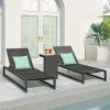 Jerome Outdoor Aluminum Chaise Lounge Set with C-Shaped End Table, White(Black)