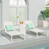 Jerome Outdoor Aluminum Chaise Lounge Set with C-Shaped End Table, White(White)