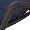 Joseph Outdoor Faux Wicker Chaise Lounges with Cushion (Set of 2), Dark Brown and Navy Blue(Dark Brown + Navy Blue)