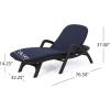Joseph Outdoor Faux Wicker Chaise Lounges with Cushion (Set of 2), Dark Brown and Navy Blue(Dark Brown + Navy Blue)