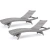Christopher Knight Home Crete Outdoor Wicker Chaise Lounges, 2-Pcs Set, Grey
