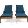 Christopher Knight Home Jason Outdoor Chaise Lounge with Water Resistant Cushion – Acacia Wood – Teak/Orange (Set of 2)(Teak Finish + Yellow + Blue)