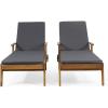 Christopher Knight Home Jason Outdoor Chaise Lounge with Water Resistant Cushion – Acacia Wood – Teak/Orange (Set of 2)(Teak Finish + Yellow + Dark Gray)