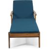 Christopher Knight Home Jason Outdoor Chaise Lounge with Water Resistant Cushion – Acacia Wood – Teak/Orange(Teak Finish + Yellow + Blue)