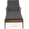 Christopher Knight Home Jason Outdoor Chaise Lounge with Water Resistant Cushion – Acacia Wood – Teak/Orange(Teak Finish + Yellow + Dark Gray)