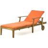 Christopher Knight Home Perla Outdoor Chaise Lounge with Water Resistant Cushion, Teak Finish / Orange