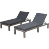 Christopher Knight Home Puerta Outdoor Wicker Chaise Lounges with Water Resistant Cushion, 2-Pcs Set, Mixed Black / Dark Grey