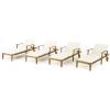 Great Deal Furniture Daisy Outdoor Teak Finish Chaise Lounge with Green Water Resistant Cushion (Set of 4),303882(Teak)