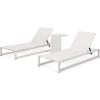Jerome Outdoor Aluminum Chaise Lounge Set with C-Shaped End Table, White(White)