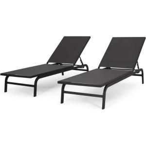 Christopher Knight Home Finn Chaise Lounge Sets, White(Dark Gray)