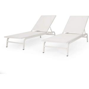 Christopher Knight Home Finn Chaise Lounge Sets, White(White)
