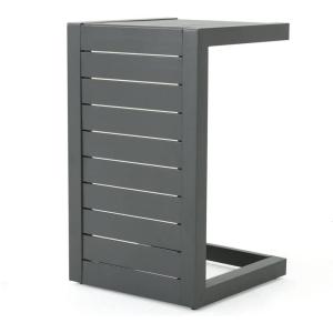 Christopher Knight Home Jesse Coral Outdoor Modern Aluminum C-Shaped End Table, White(Grey)