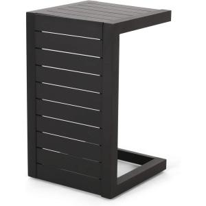 Christopher Knight Home Jesse Coral Outdoor Modern Aluminum C-Shaped End Table, White(Matte Black)