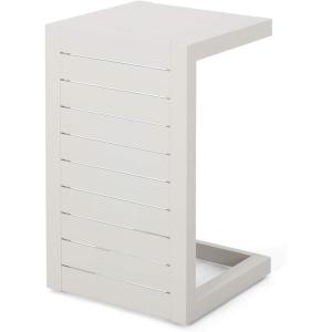 Christopher Knight Home Jesse Coral Outdoor Modern Aluminum C-Shaped End Table, White(White)
