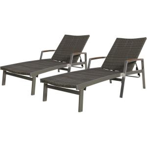 Christopher Knight Home Joy Outdoor Wicker and Aluminum Chaise Lounges (Set of 2), Gray Finish