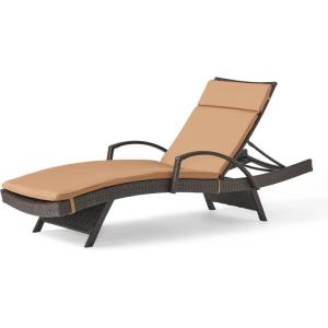Christopher Knight Home Salem Outdoor Wicker Adjustable Chaise Lounge with Arms, with Cushion, Multibrown / Caramel