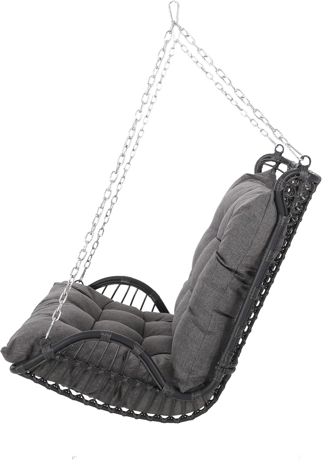 image:imageChristopher Knight Home Arruda Outdoor Porch Swing with Cushions Wicker GrayDark Gray
