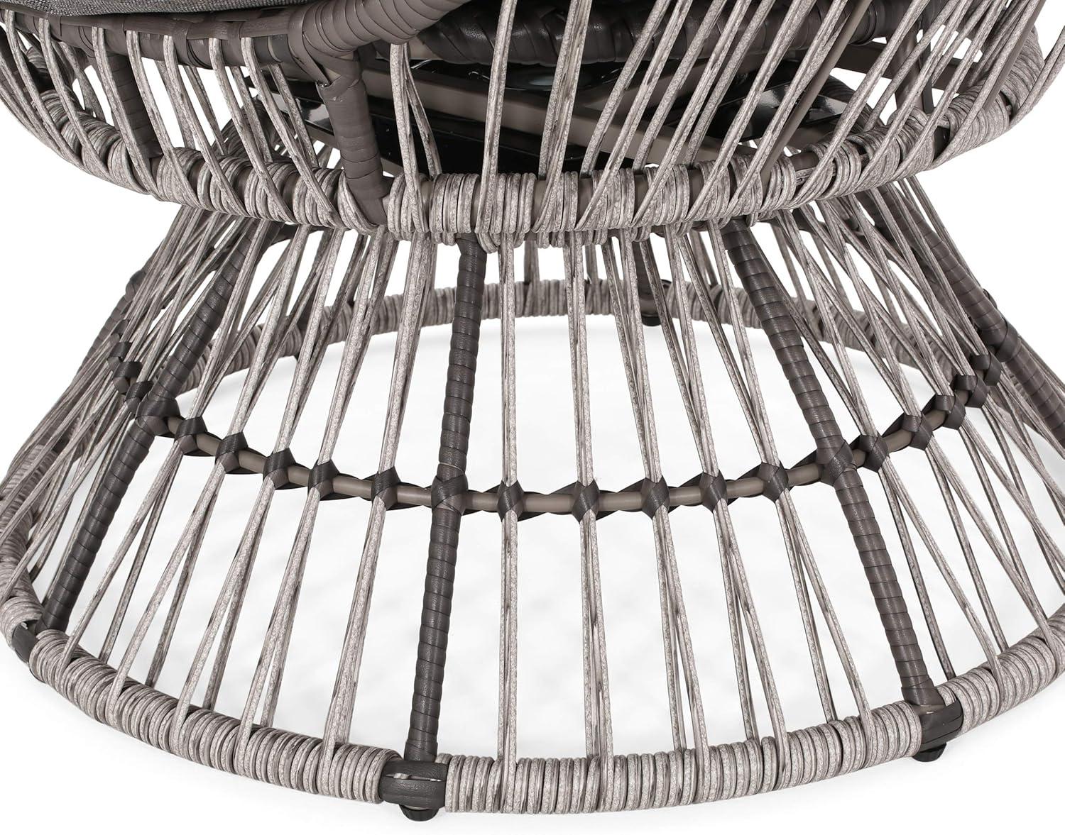 image:imageChristopher Knight Home Ellen Outdoor Wicker Swivel Egg Chair with Cushion Gray Dark Gray TaupeGray Dark Gray Taupe