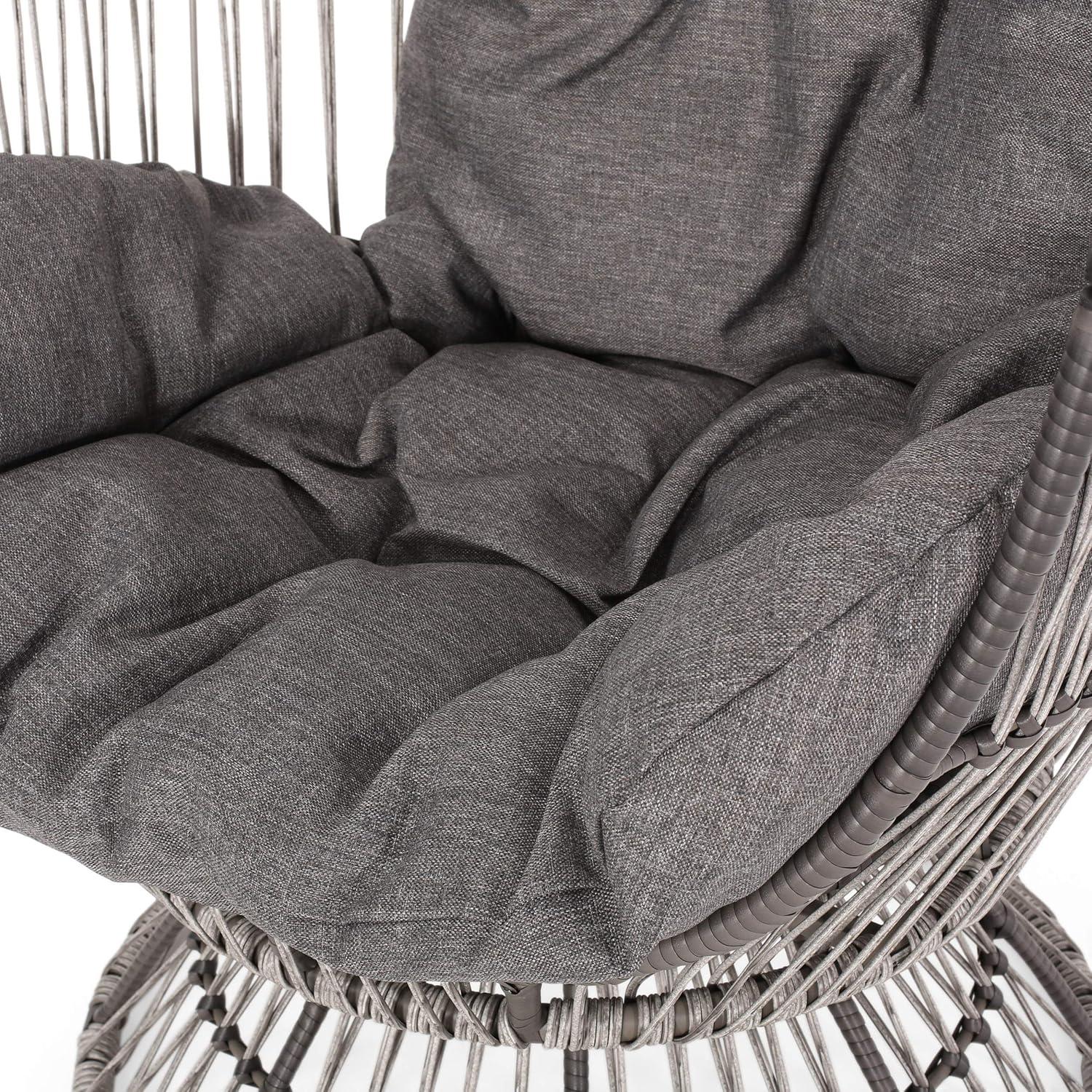image:imageChristopher Knight Home Ellen Outdoor Wicker Swivel Egg Chair with Cushion Gray Dark Gray TaupeGray Dark Gray Taupe
