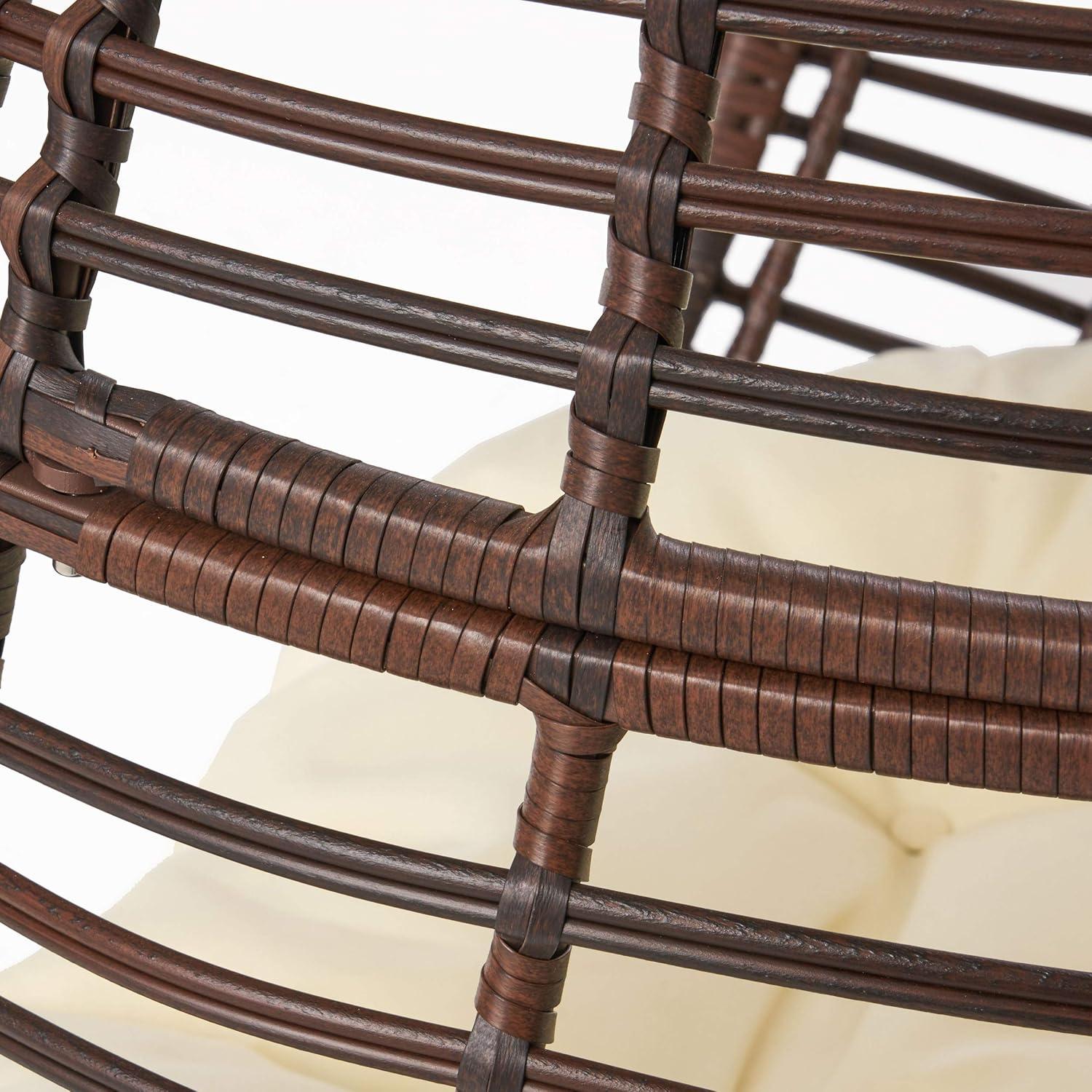 image:imageChristopher Knight Home Emerald Outdoor Teardrop Wicker Lounge Chair with Water Resistant Cushion Brown Beige