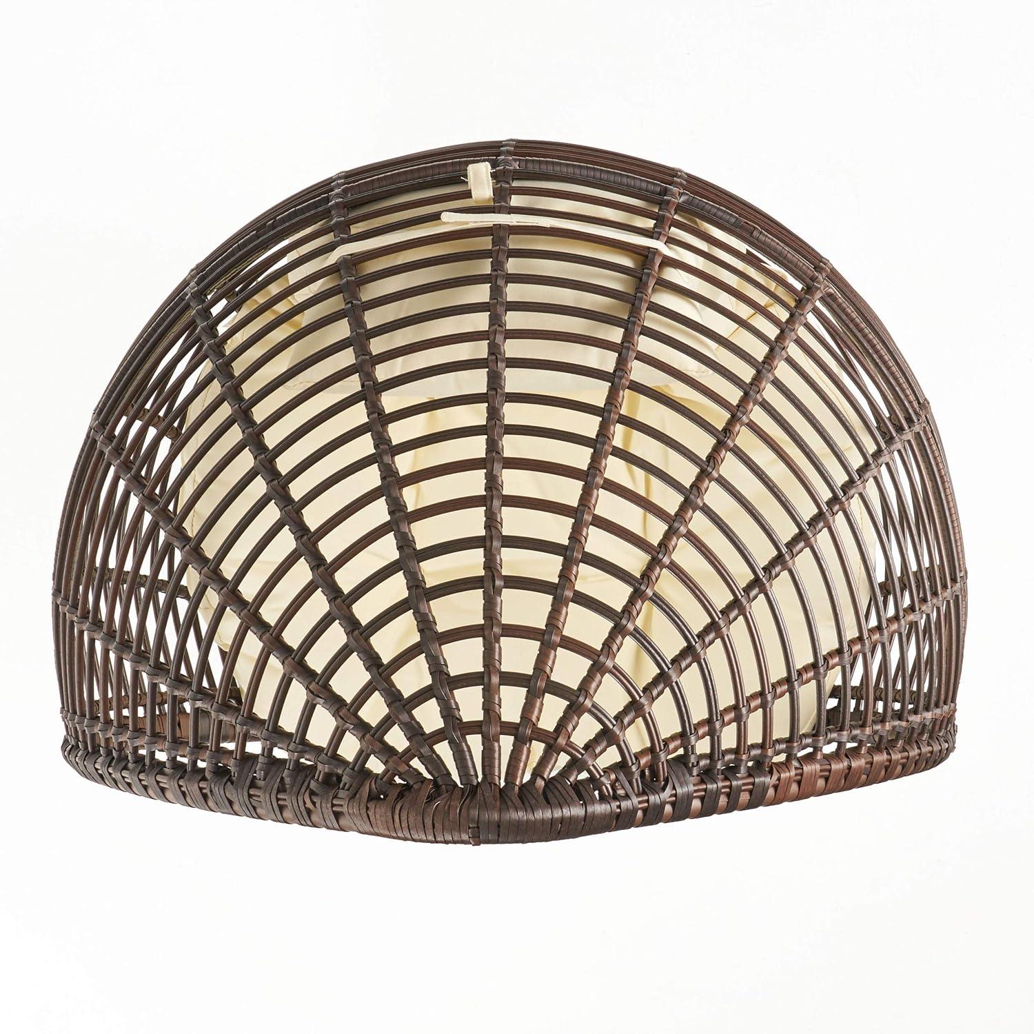 image:imageChristopher Knight Home Emerald Outdoor Teardrop Wicker Lounge Chair with Water Resistant Cushion Brown Beige