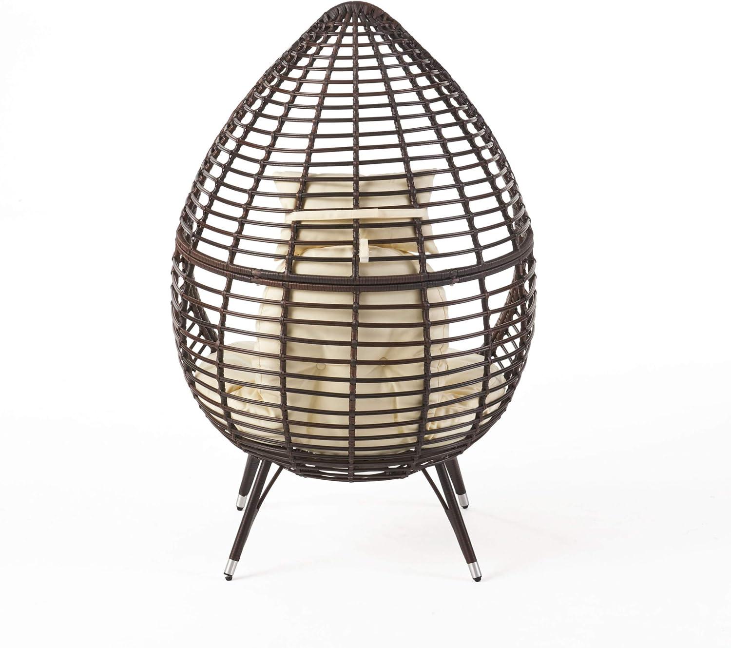 image:imageChristopher Knight Home Emerald Outdoor Teardrop Wicker Lounge Chair with Water Resistant Cushion Brown Beige