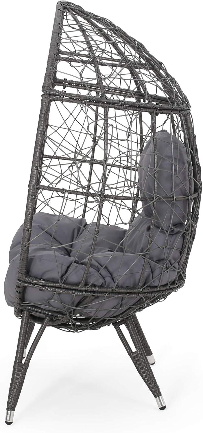 image:imageGDFStudio Valerie Outdoor Wicker Swing Chair with Cushion Gray and Dark Gray