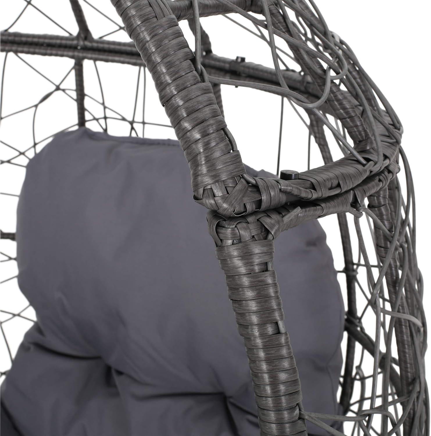 image:imageGDFStudio Valerie Outdoor Wicker Swing Chair with Cushion Gray and Dark Gray