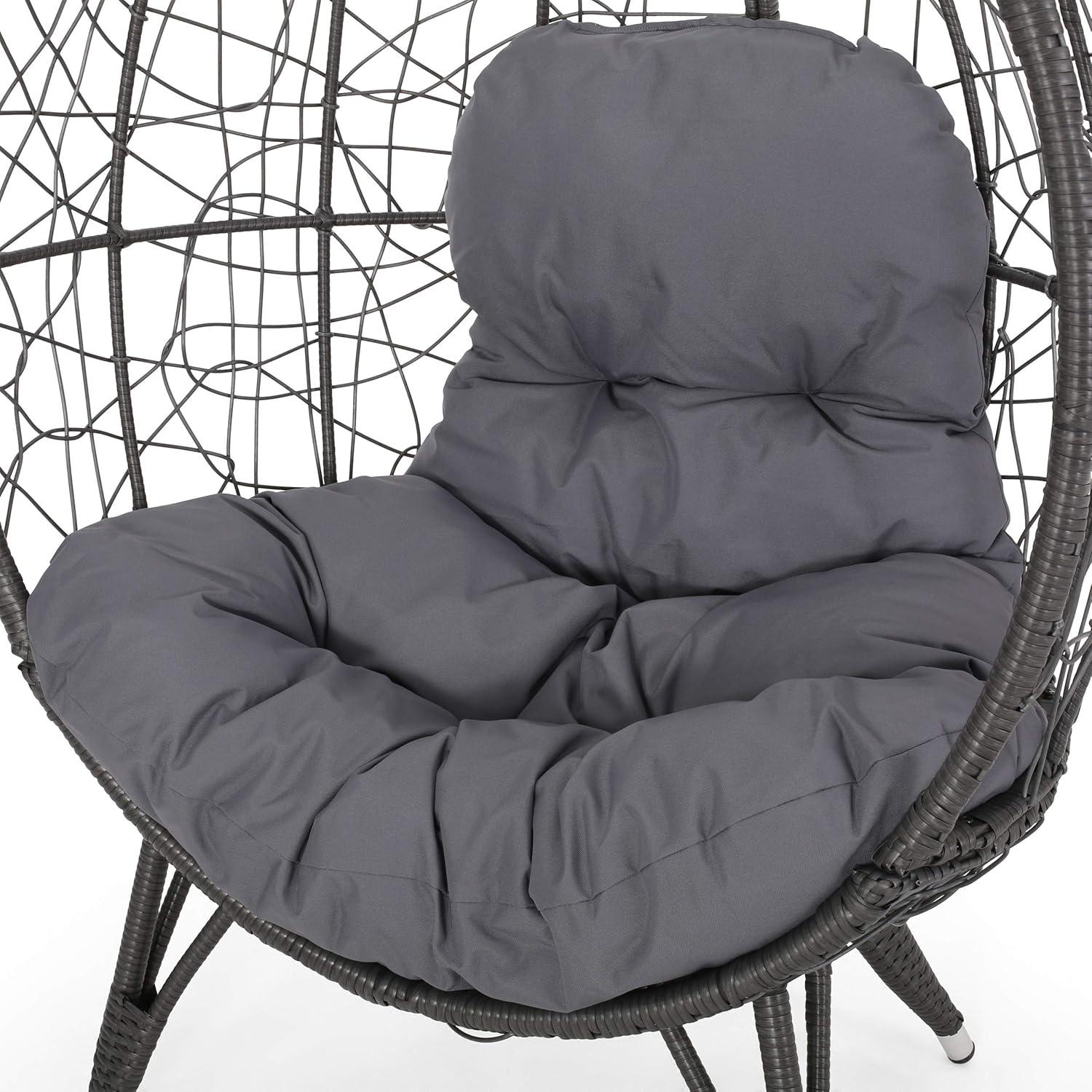 image:imageGDFStudio Valerie Outdoor Wicker Swing Chair with Cushion Gray and Dark Gray
