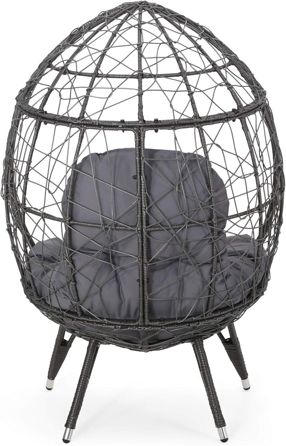 image:imageGDFStudio Valerie Outdoor Wicker Swing Chair with Cushion Gray and Dark Gray