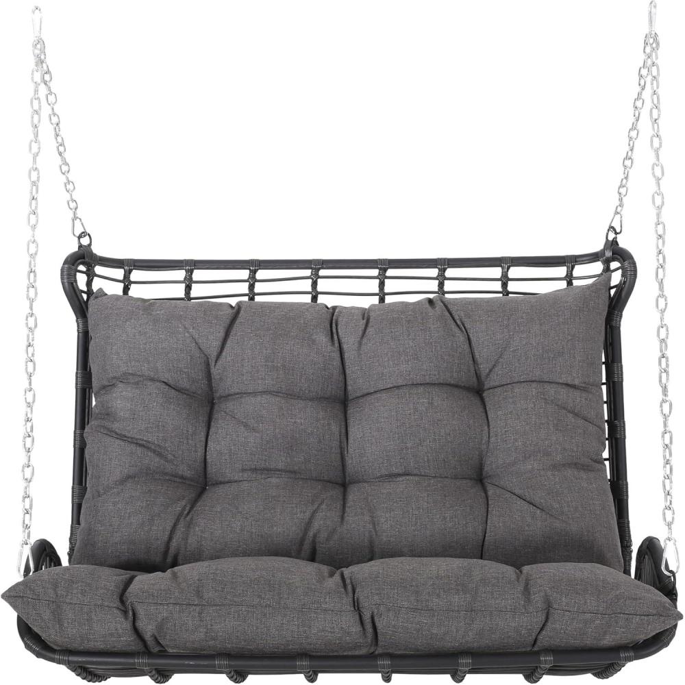 image:imageChristopher Knight Home Arruda Outdoor Porch Swing with Cushions Wicker GrayDark Gray