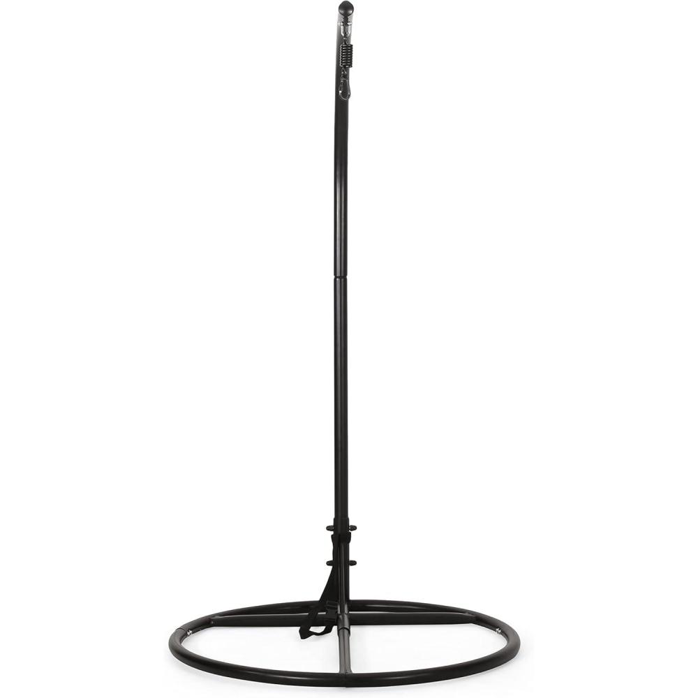 image:imageElmcrest Outdoor Foldable Hanging Chair with Stand Wicker and Rope Light BrownTanBlack