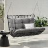 Christopher Knight Home Arruda Outdoor Porch Swing with Cushions – Wicker – Gray/Dark Gray