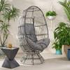 Christopher Knight Home Ellen Outdoor Wicker Swivel Egg Chair with Cushion, Gray, Dark Gray, Taupe(Gray  Dark Gray  Taupe)