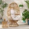 Christopher Knight Home Ellen Outdoor Wicker Swivel Egg Chair with Cushion, Gray, Dark Gray, Taupe(Light Brown  Beige)