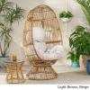Christopher Knight Home Ellen Outdoor Wicker Swivel Egg Chair with Cushion, Gray, Dark Gray, Taupe(Light Brown  Beige)