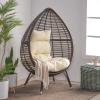 Christopher Knight Home Emerald Outdoor Teardrop Wicker Lounge Chair with Water Resistant Cushion, Brown, Beige