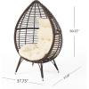 Christopher Knight Home Emerald Outdoor Teardrop Wicker Lounge Chair with Water Resistant Cushion, Brown, Beige