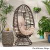 Christopher Knight Home Frances Outdoor Wicker Swivel Egg Chair with Cushion, Dark Brown, Beige