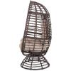 Christopher Knight Home Frances Outdoor Wicker Swivel Egg Chair with Cushion, Dark Brown, Beige