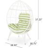 Christopher Knight Home Valerie Outdoor Wicker Teardrop Chair with Cushion, White and Green