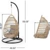 Elmcrest Outdoor Foldable Hanging Chair with Stand – Wicker and Rope – Light Brown/Tan/Black